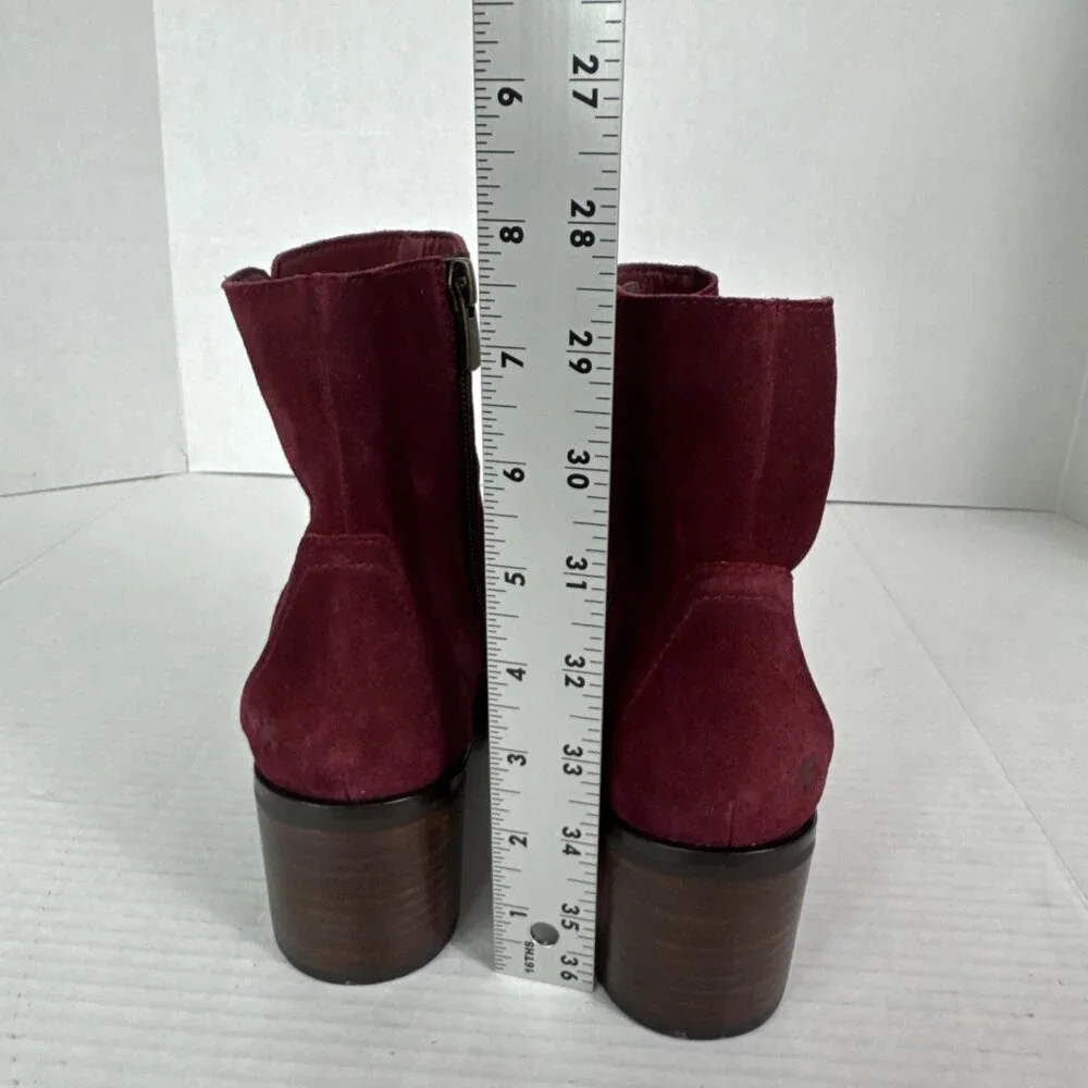 Lucky Brand‎ Women's 6 Suede Ankle Bootie Boot Cranberry Red New/Sample